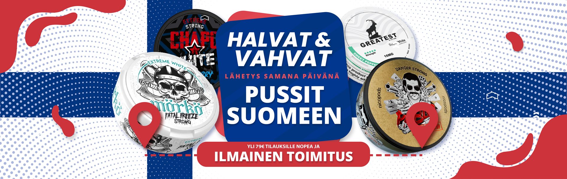 Nikotiinipussien ilmainen toimitus Yhdysvaltoihin